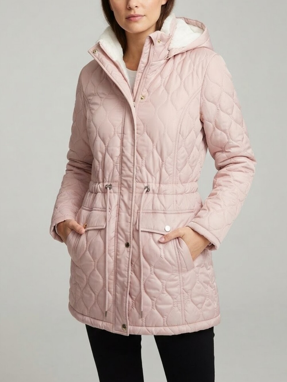 Riley & James Pink Quilted Faux Fur Lined Winter Parka Jacket Medium M